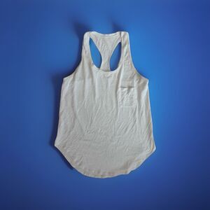 Lululemon Tank Top Womens 8 White Aloha Pima Cotton Racerback Yoga Gym